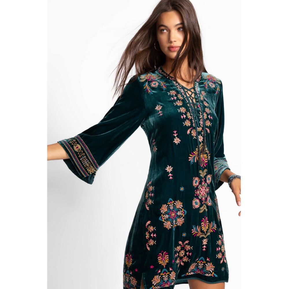 JOHNNY WAS Velvet Tie Front Kimono Dress $428, Gorgeous! New, Size PL